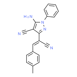 ChemSpider 2D Image | 5-Amino-3-(1-cyano-2-p-tolyl-vinyl)-1-phenyl-1H-pyrazole-4-carbonitrile | C20H15N5