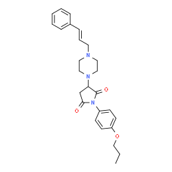 ChemSpider 2D Image | 3-{4-[(2E)-3-Phenyl-2-propen-1-yl]-1-piperazinyl}-1-(4-propoxyphenyl)-2,5-pyrrolidinedione | C26H31N3O3