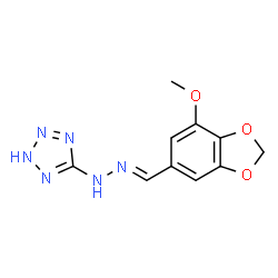 ChemSpider 2D Image | 5-{(2E)-2-[(7-Methoxy-1,3-benzodioxol-5-yl)methylene]hydrazino}-2H-tetrazole | C10H10N6O3