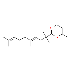 ChemSpider 2D Image | 4-Methyl-2-[(4E)-2,5,9-trimethyl-4,8-decadien-2-yl]-1,3-dioxane | C18H32O2
