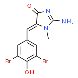 ChemSpider 2D Image | (5Z)-2-Amino-5-(3,5-dibromo-4-hydroxybenzylidene)-1-methyl-1,5-dihydro-4H-imidazol-4-one | C11H9Br2N3O2
