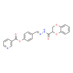 ChemSpider 2D Image | 4-{(E)-[(2,3-Dihydro-1,4-benzodioxin-2-ylcarbonyl)hydrazono]methyl}phenyl nicotinate | C22H17N3O5