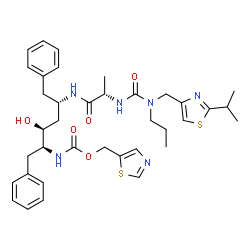 ChemSpider 2D Image | 1,3-Thiazol-5-ylmethyl {(2S,3S,5S)-3-hydroxy-5-[(N-{[(2-isopropyl-1,3-thiazol-4-yl)methyl](propyl)carbamoyl}-L-alanyl)amino]-1,6-diphenyl-2-hexanyl}carbamate | C37H48N6O5S2