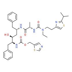 ChemSpider 2D Image | 1,3-Thiazol-5-ylmethyl {(2S,3S,5S)-5-[(N-{ethyl[2-(2-isopropyl-1,3-thiazol-4-yl)ethyl]carbamoyl}-L-alanyl)amino]-3-hydroxy-1,6-diphenyl-2-hexanyl}carbamate | C37H48N6O5S2