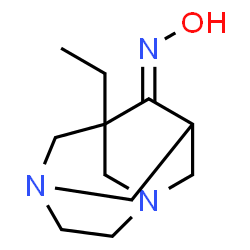 ChemSpider 2D Image | (9E)-1-Ethyl-N-hydroxy-3,6-diazatricyclo[4.3.1.1~3,8~]undecan-9-imine | C11H19N3O