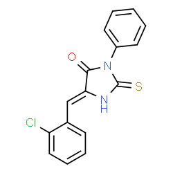 ChemSpider 2D Image | (5Z)-5-(2-Chlorobenzylidene)-3-phenyl-2-thioxo-4-imidazolidinone | C16H11ClN2OS