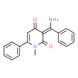 ChemSpider 2D Image | (3E)-3-[Amino(phenyl)methylene]-1-methyl-6-phenyl-2,4(1H,3H)-pyridinedione | C19H16N2O2