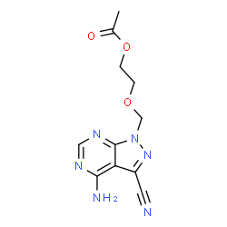 ChemSpider 2D Image | 2-[(4-amino-3-cyano-1H-pyrazolo[3,4-d]pyrimidin-1-yl)methoxy]ethyl acetate | C11H12N6O3