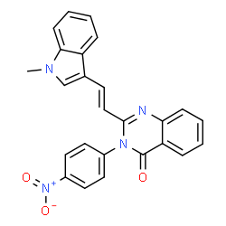 ChemSpider 2D Image | 2-[2-(1-Methyl-1H-indol-3-yl)-vinyl]-3-(4-nitro-phenyl)-3H-quinazolin-4-one | C25H18N4O3