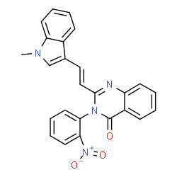 ChemSpider 2D Image | 2-[2-(1-Methyl-1H-indol-3-yl)-vinyl]-3-(2-nitro-phenyl)-3H-quinazolin-4-one | C25H18N4O3