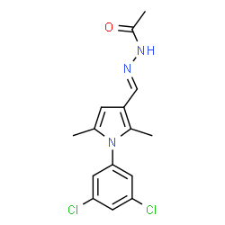 ChemSpider 2D Image | N'-{(E)-[1-(3,5-Dichlorophenyl)-2,5-dimethyl-1H-pyrrol-3-yl]methylene}acetohydrazide | C15H15Cl2N3O