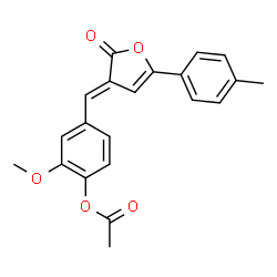 ChemSpider 2D Image | 2-Methoxy-4-{(E)-[5-(4-methylphenyl)-2-oxo-3(2H)-furanylidene]methyl}phenyl acetate | C21H18O5