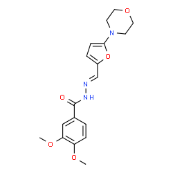 ChemSpider 2D Image | 3,4-Dimethoxy-N'-{(E)-[5-(4-morpholinyl)-2-furyl]methylene}benzohydrazide | C18H21N3O5