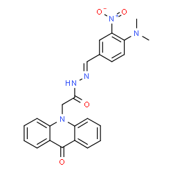 ChemSpider 2D Image | N'-{(E)-[4-(Dimethylamino)-3-nitrophenyl]methylene}-2-(9-oxo-10(9H)-acridinyl)acetohydrazide | C24H21N5O4