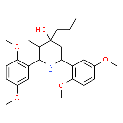 ChemSpider 2D Image | 2,6-Bis(2,5-dimethoxyphenyl)-3-methyl-4-propyl-4-piperidinol | C25H35NO5