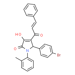 ChemSpider 2D Image | 5-(4-Bromophenyl)-3-hydroxy-1-(2-methylphenyl)-4-[(2E)-3-phenyl-2-propenoyl]-1,5-dihydro-2H-pyrrol-2-one | C26H20BrNO3