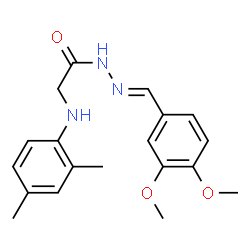 ChemSpider 2D Image | N'-[(E)-(3,4-Dimethoxyphenyl)methylene]-2-[(2,4-dimethylphenyl)amino]acetohydrazide | C19H23N3O3
