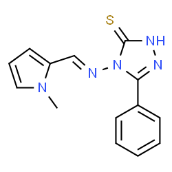 ChemSpider 2D Image | 4-{(E)-[(1-Methyl-1H-pyrrol-2-yl)methylene]amino}-5-phenyl-2,4-dihydro-3H-1,2,4-triazole-3-thione | C14H13N5S