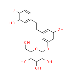 ChemSpider 2D Image | 3-Hydroxy-5-[(E)-2-(3-hydroxy-4-methoxyphenyl)vinyl]phenyl hexopyranoside | C21H24O9