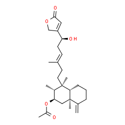 ChemSpider 2D Image | (2R,3R,4S,4aS,8aS)-4-[(3E,6S)-6-Hydroxy-3-methyl-6-(5-oxo-2,5-dihydro-3-furanyl)-3-hexen-1-yl]-3,4,8a-trimethyl-8-methylenedecahydro-2-naphthalenyl acetate | C27H40O5
