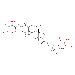 ChemSpider 2D Image | (1alpha,3beta,5xi,7beta,8xi,9beta,17xi,24S)-1,7,25-Trihydroxy-24-(pentopyranosyloxy)-9,19-cyclolanostan-3-yl 6-deoxyhexopyranoside | C41H70O13