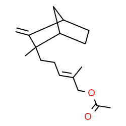 ChemSpider 2D Image | (2E)-2-Methyl-5-(2-methyl-3-methylenebicyclo[2.2.1]hept-2-yl)-2-penten-1-yl acetate | C17H26O2