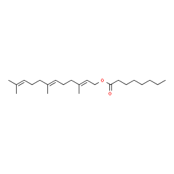 ChemSpider 2D Image | (2E,6E)-3,7,11-Trimethyl-2,6,10-dodecatrien-1-yl octanoate | C23H40O2