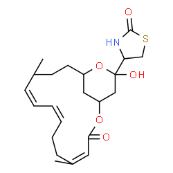 ChemSpider 2D Image | 4-(17-Hydroxy-5,12-dimethyl-3-oxo-2,16-dioxabicyclo[13.3.1]nonadeca-4,8,10-trien-17-yl)-1,3-thiazolidin-2-one | C22H31NO5S