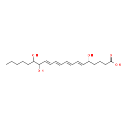 ChemSpider 2D Image | (6E,8E,10E,12E)-5,14,15-Trihydroxy-6,8,10,12-icosatetraenoic acid | C20H32O5