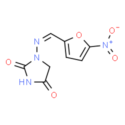 ChemSpider 2D Image | 1-{(Z)-[(5-Nitro-2-furyl)methylene]amino}-2,4-imidazolidinedione | C8H6N4O5