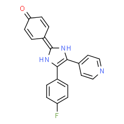 ChemSpider 2D Image | 4-[4-(4-fluorophenyl)-5-pyridin-4-yl-1,3-dihydroimidazol-2-ylidene]-1-cyclohexa-2,5-dienone | C20H14FN3O