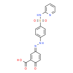 ChemSpider 2D Image | (3E)-6-Oxo-3-{[4-(2-pyridinylsulfamoyl)phenyl]hydrazono}-1,4-cyclohexadiene-1-carboxylic acid | C18H14N4O5S