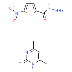 ChemSpider 2D Image | 5-Nitro-2-furohydrazide - 4,6-dimethyl-2(1H)-pyrimidinone (1:1) | C11H13N5O5