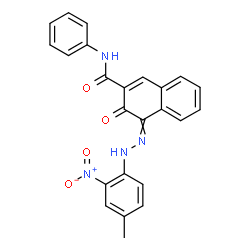 ChemSpider 2D Image | 4-[(4-Methyl-2-nitrophenyl)hydrazono]-3-oxo-N-phenyl-3,4-dihydro-2-naphthalenecarboxamide | C24H18N4O4