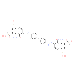 ChemSpider 2D Image | 6,6'-[(3,3'-Dimethyl-4,4'-biphenyldiyl)di-2-hydrazinyl-1-ylidene]bis(4-amino-5-oxo-5,6-dihydro-1,3-naphthalenedisulfonic acid) | C34H28N6O14S4