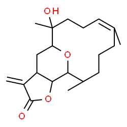 ChemSpider 2D Image | 2-Hydroxy-2,6,10-trimethyl-15-methylene-13,18-dioxatricyclo[9.6.1.0~12,16~]octadec-5-en-14-one | C20H30O4