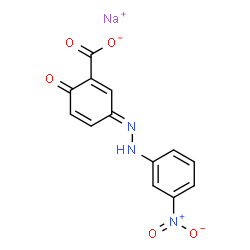 ChemSpider 2D Image | Sodium (3E)-3-[(3-nitrophenyl)hydrazono]-6-oxo-1,4-cyclohexadiene-1-carboxylate | C13H8N3NaO5