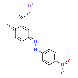 ChemSpider 2D Image | Sodium (3E)-3-[(4-nitrophenyl)hydrazono]-6-oxo-1,4-cyclohexadiene-1-carboxylate | C13H8N3NaO5