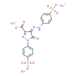 ChemSpider 2D Image | Trisodium (4Z)-5-oxo-1-(4-sulfonatophenyl)-4-[(4-sulfonatophenyl)hydrazono]-4,5-dihydro-1H-pyrazole-3-carboxylate | C16H9N4Na3O9S2