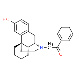ChemSpider 2D Image | 2-[(9alpha,13alpha)-3-Hydroxymorphinan-17-yl]-1-phenylethanone | C24H27NO2