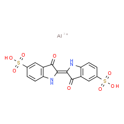 ChemSpider 2D Image | 1H-Indole-5-sulfonic acid, 2-(1,3-dihydro-3-oxo-5-sulfo-2H-indol-2-ylidene)-2,3-dihydro-3-oxo-, aluminum salt, (2E)- (1:1) | C16H10AlN2O8S2