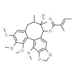 ChemSpider 2D Image | 7-Hydroxy-1,2,3,13-tetramethoxy-6,7-dimethyl-5,6,7,8-tetrahydrobenzo[3,4]cycloocta[1,2-f][1,3]benzodioxol-8-yl (2E)-2-methyl-2-butenoate | C28H34O9