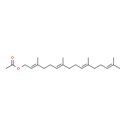 ChemSpider 2D Image | (2E,6E,10E)-3,7,11,15-Tetramethyl-2,6,10,14-hexadecatetraenyl acetate | C22H36O2