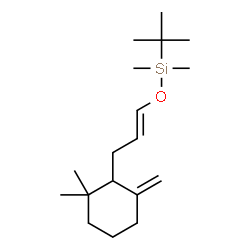 ChemSpider 2D Image | {[(1E)-3-(2,2-Dimethyl-6-methylenecyclohexyl)-1-propen-1-yl]oxy}(dimethyl)(2-methyl-2-propanyl)silane | C18H34OSi