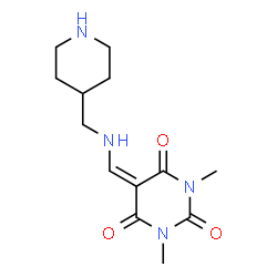 ChemSpider 2D Image | 1,3-Dimethyl-5-{[(piperidin-4-ylmethyl)-amino]-methylene}-pyrimidine-2,4,6-trione | C13H20N4O3