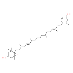 ChemSpider 2D Image | 4',5'-Didehydro-5,5',6,6'-tetrahydro-5,6-epoxy-beta,beta-carotene-3,3'-diol | C40H56O3