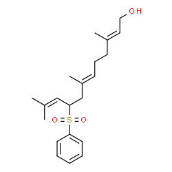 ChemSpider 2D Image | (2E,6E)-3,7,11-Trimethyl-9-(phenylsulfonyl)-2,6,10-dodecatrien-1-ol | C21H30O3S
