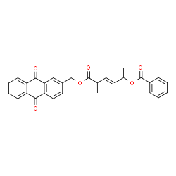 ChemSpider 2D Image | (3E)-6-[(9,10-Dioxo-9,10-dihydro-2-anthracenyl)methoxy]-5-methyl-6-oxo-3-hexen-2-yl benzoate | C29H24O6