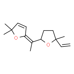 ChemSpider 2D Image | 5-[(1E)-1-(5,5-Dimethyl-2(5H)-furanylidene)ethyl]-2-methyl-2-vinyltetrahydrofuran | C15H22O2