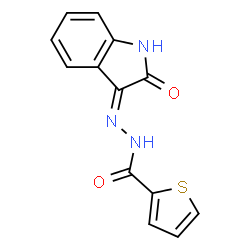 ChemSpider 2D Image | N'-[(3Z)-2-Oxo-1,2-dihydro-3H-indol-3-ylidene]-2-thiophenecarbohydrazide | C13H9N3O2S